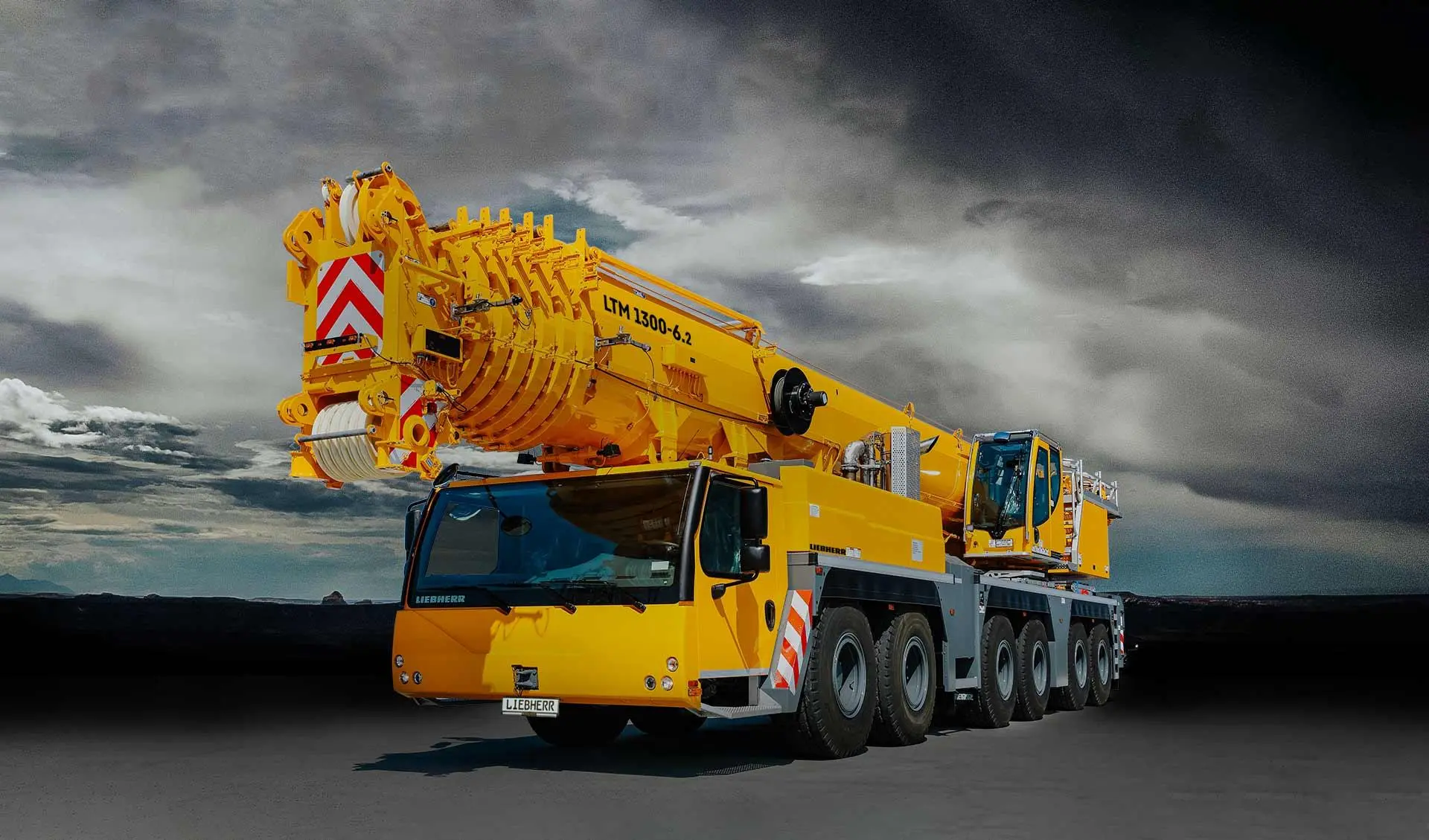 Multi-axle all-terrain crane on mats at a South African mine